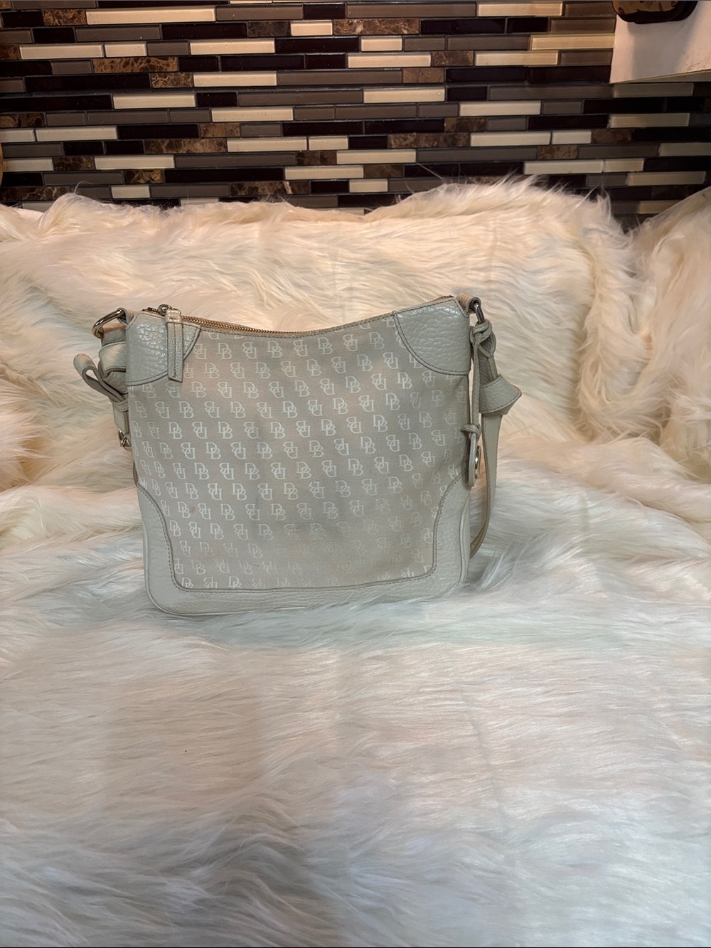 Dooney & Bourke Cream Monogram Crossbody Bag